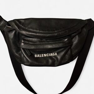 Balenciaga Black Leather Belt Bag